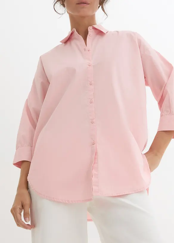 Oversized blouse van katoen met 3/4 mouwen, bonprix