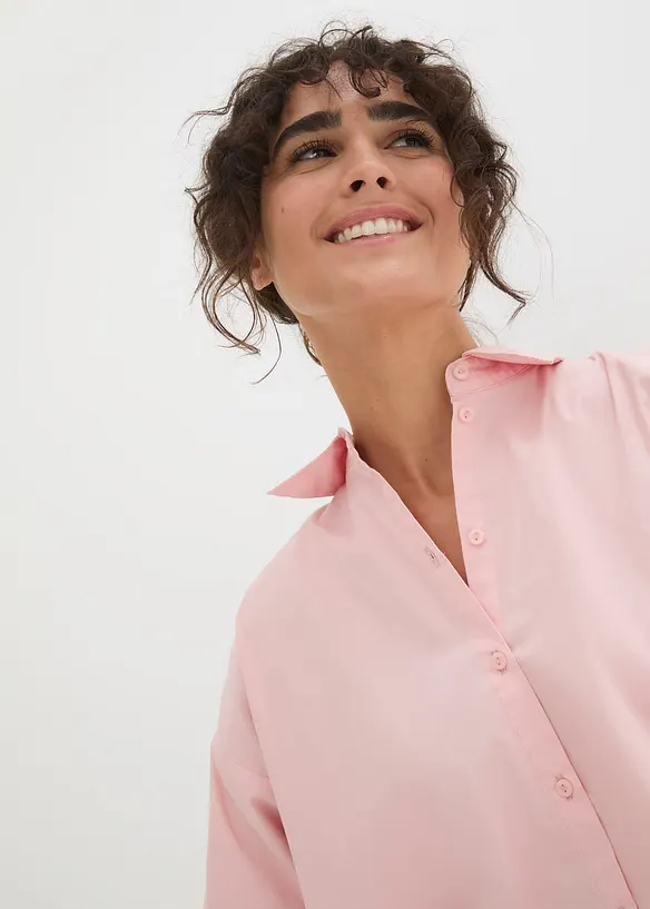 Oversized blouse van katoen met 3/4 mouwen, bonprix