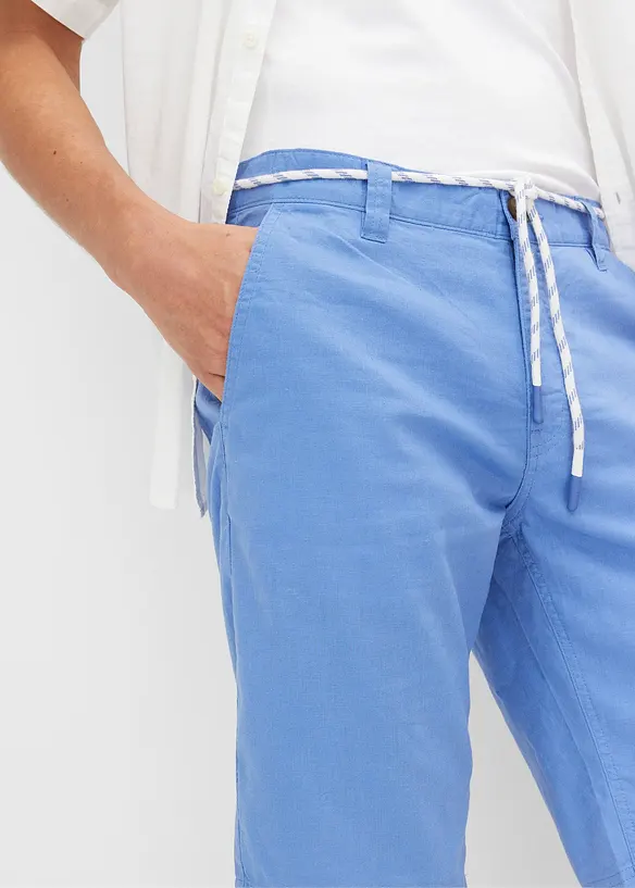 Chino bermuda met linnen en strikkoordjes, regular fit, bonprix