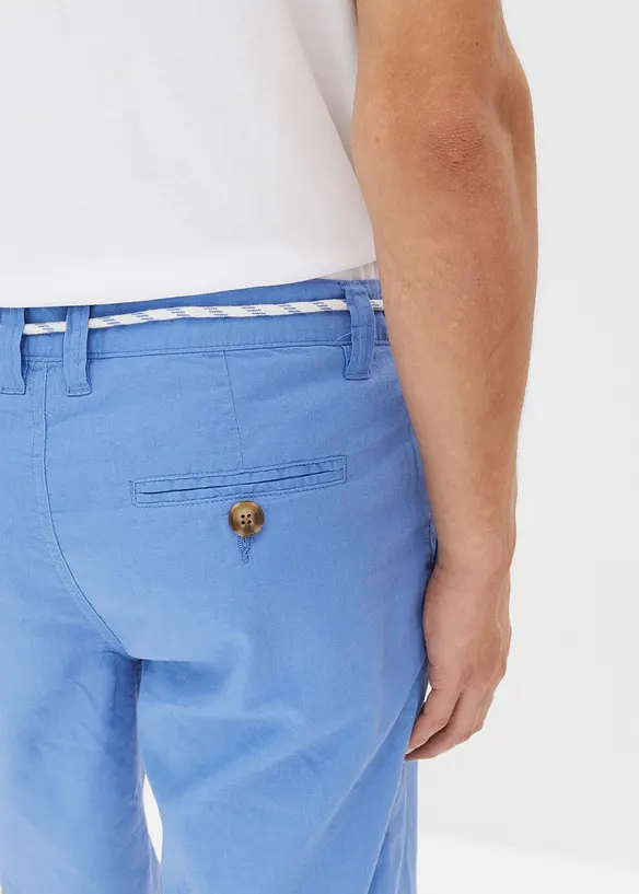 Chino bermuda met linnen en strikkoordjes, regular fit, bonprix