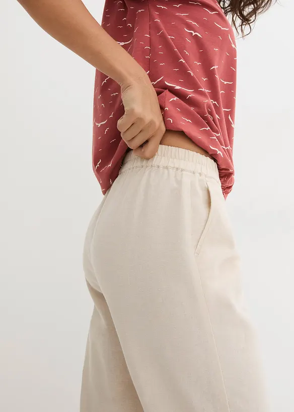 Broek in een linnen-katoenmix, bonprix