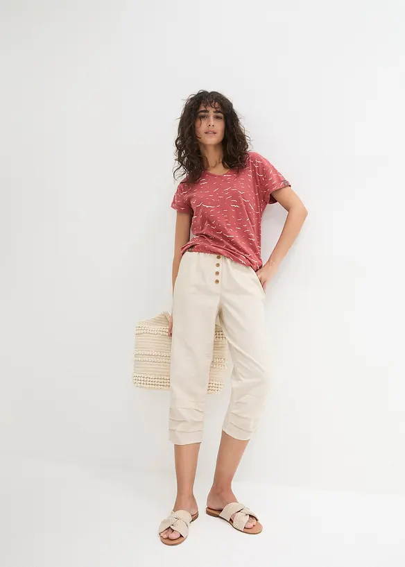 Broek in een linnen-katoenmix, bonprix