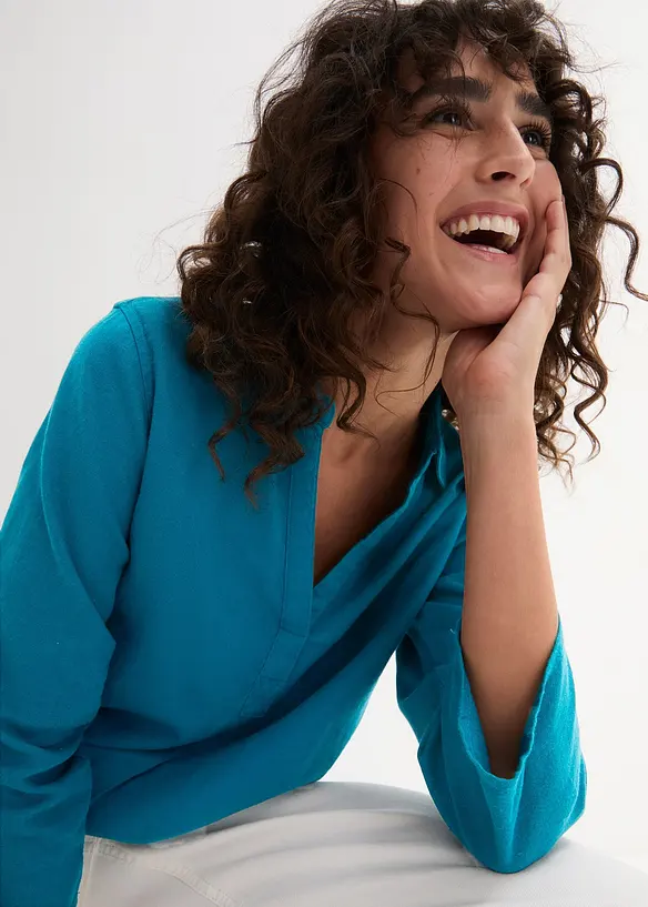 Blouse met linnen en 3/4 mouwen, bonprix