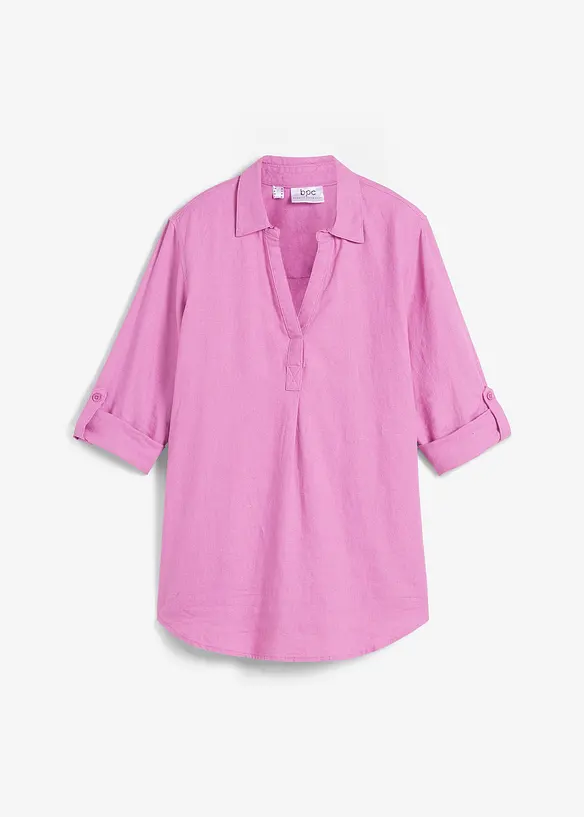 Blouse met linnen en 3/4 mouwen, bonprix