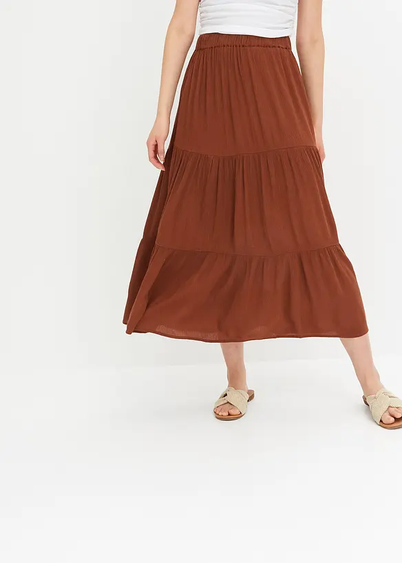 Crinkle midi rok van viscose, bonprix