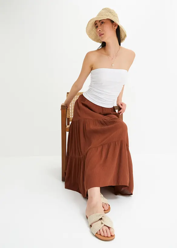 Crinkle midi rok van viscose, bonprix