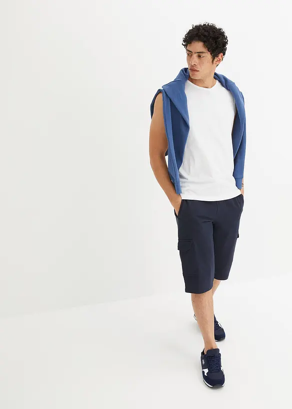 Sweat bermuda met cargozakken van puur katoen, bonprix