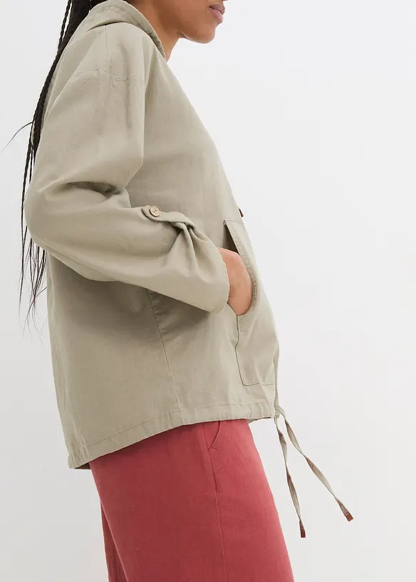 Blouse met capuchon van linnenmix, bonprix