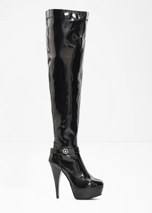 Overknee laklaarzen met plateauzool, bonprix
