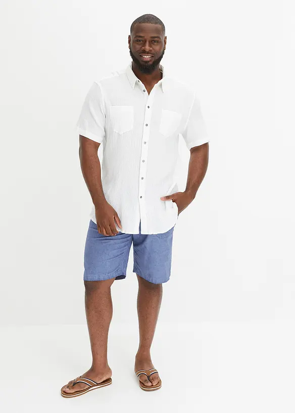Overhemd van katoen in crinkle look met korte mouwen, bonprix