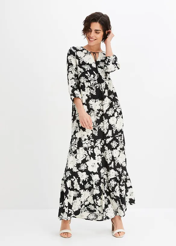 Gedessineerde maxi jurk van vloeiende viscose, bonprix