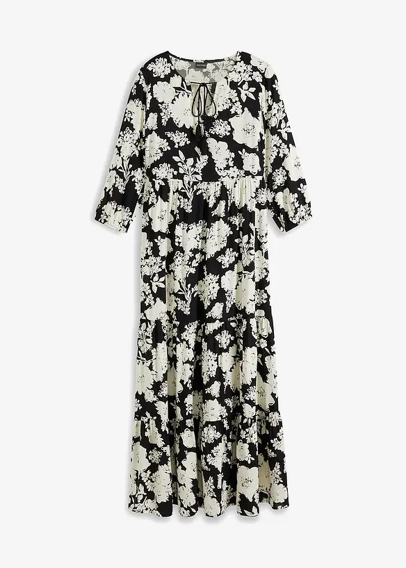 Gedessineerde maxi jurk van vloeiende viscose, bonprix