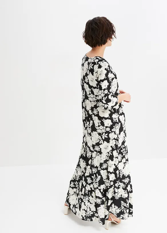 Gedessineerde maxi jurk van vloeiende viscose, bonprix