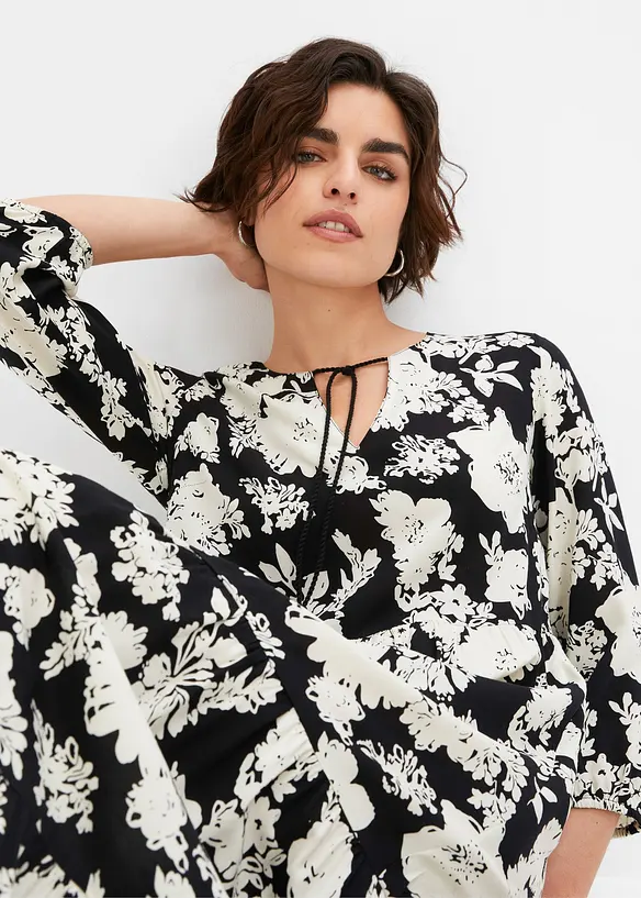 Gedessineerde maxi jurk van vloeiende viscose, bonprix