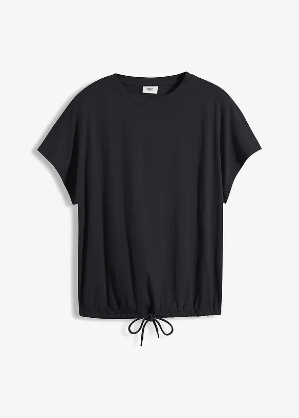 Shirt in een katoen-viscosemix met strikkoordje aan de zoom, bonprix