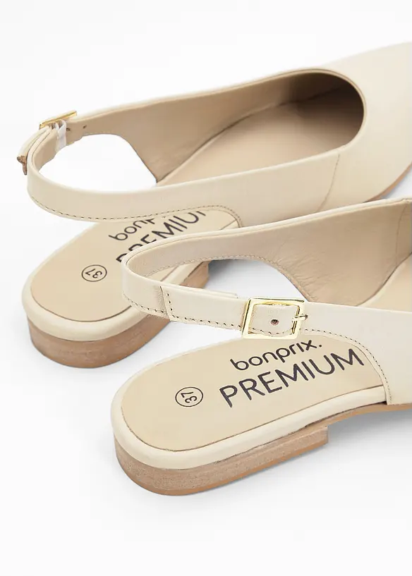 Leren slingback ballerina's, bonprix PREMIUM