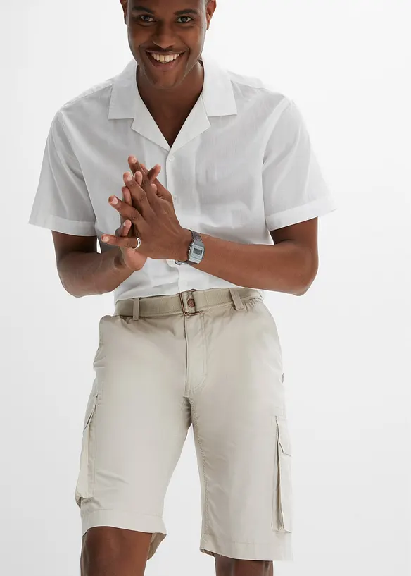 Cargo bermuda met comfortband en riem, regular fit, bonprix