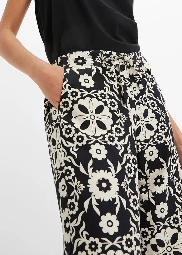 Gedessineerde viscose broek met steekzakken opzij, bonprix
