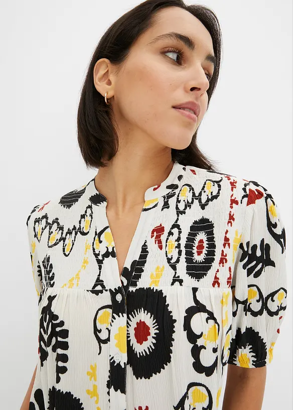 Crinkle blouse met smokwerk van soepele viscose, bonprix