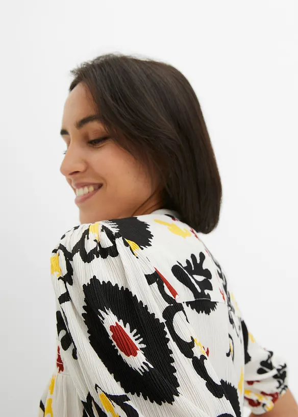 Crinkle blouse met smokwerk van soepele viscose, bonprix