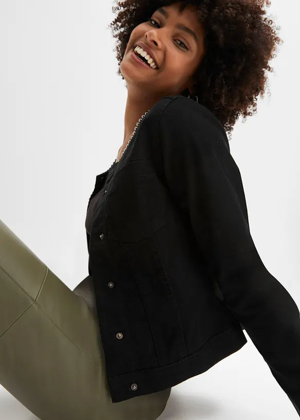 Twill spijkerjas met studs, BODYFLIRT