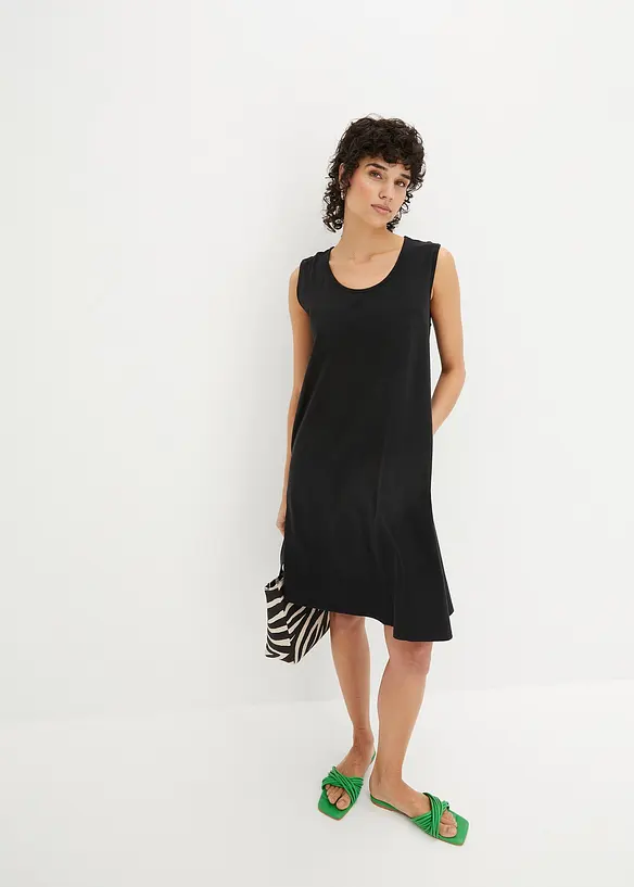 Korte jersey jurk in A-lijn, mouwloos, bonprix