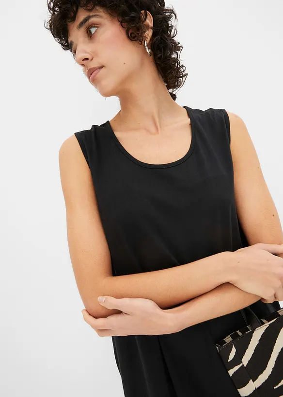 Korte jersey jurk in A-lijn, mouwloos, bonprix