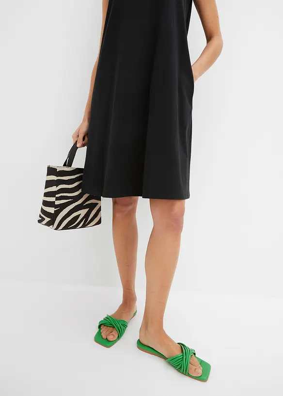 Korte jersey jurk in A-lijn, mouwloos, bonprix