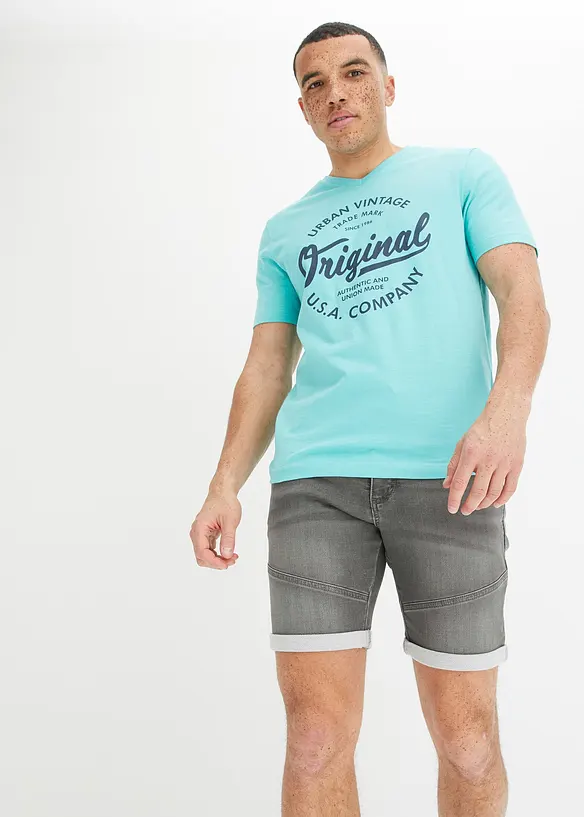 T-shirt met V-hals van biologisch katoen, bonprix