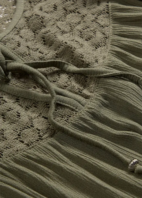 Lange crinkle tuniek, halflange mouw, bonprix