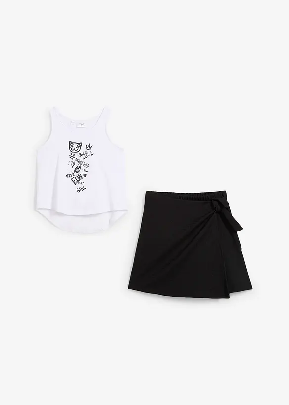 Meisjes top en broekrok van biologisch katoen (2-dlg. set), bonprix