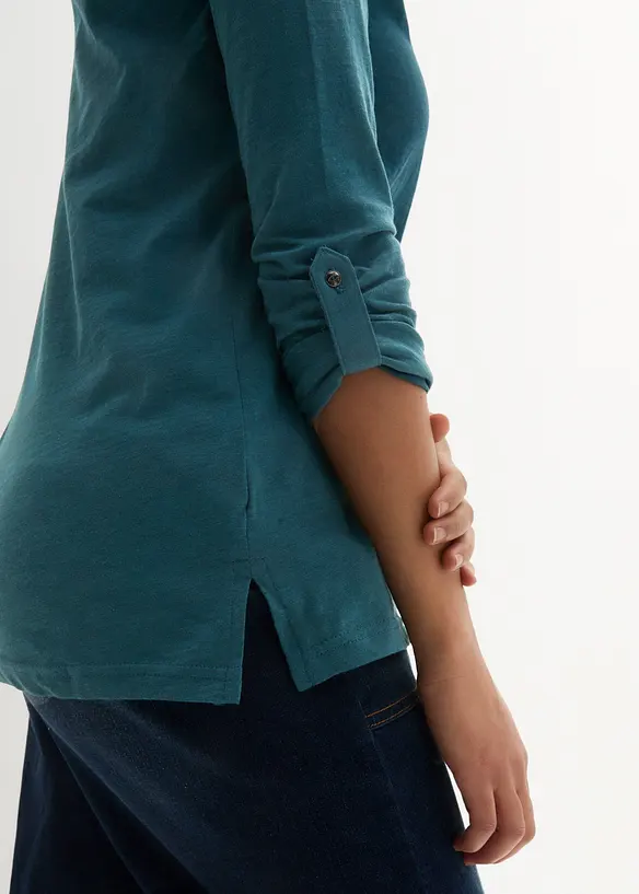Shirt met knoopsluiting van biologisch katoen, bonprix