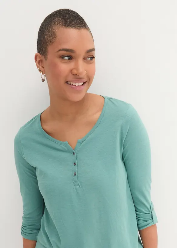 Shirt met knoopsluiting van biologisch katoen, bonprix
