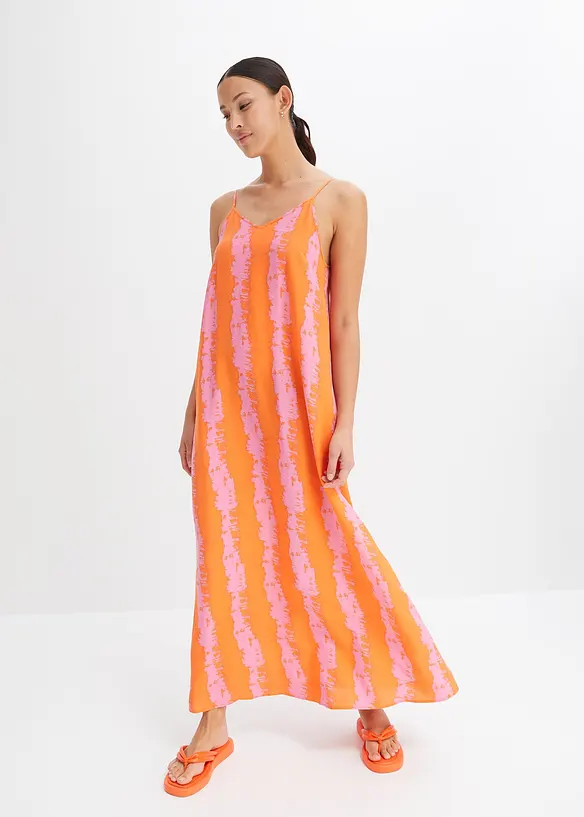 Maxi jurk met spaghettibandjes van soepele viscose, bonprix