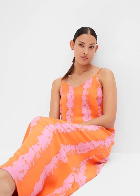 Maxi jurk met spaghettibandjes van soepele viscose, bonprix