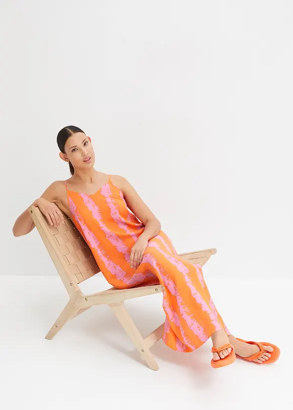 Maxi jurk met spaghettibandjes van soepele viscose, bonprix