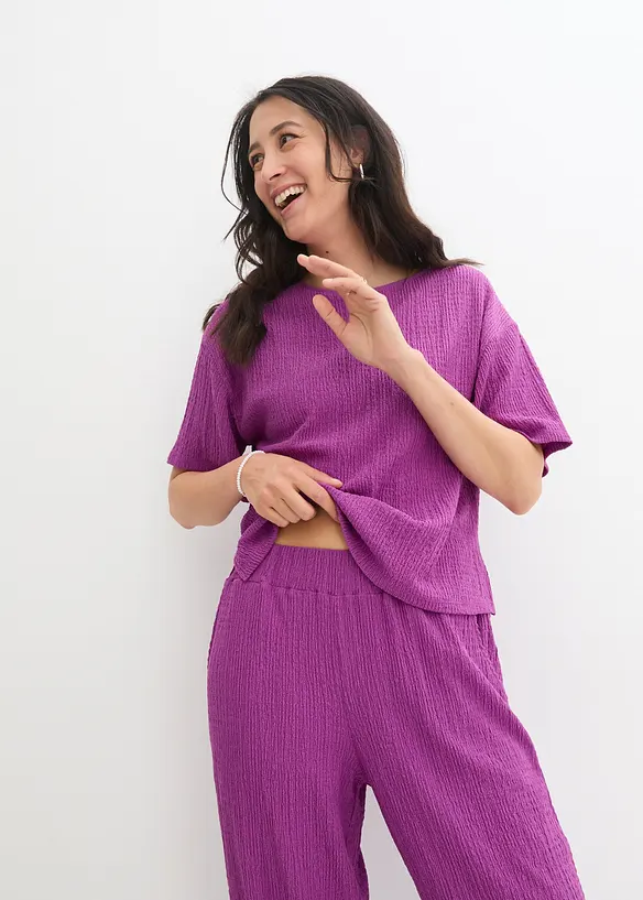 Wijde jersey broek van crêpe, cropped, bonprix
