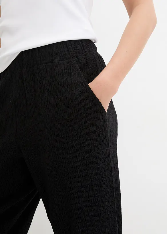 Wijde jersey broek van crêpe, cropped, bonprix
