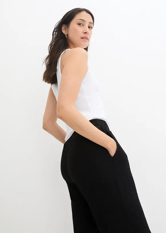 Wijde jersey broek van crêpe, cropped, bonprix