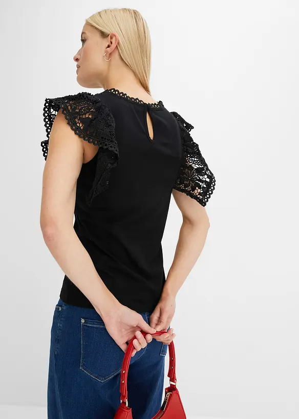 Shirt met kant en volants, bonprix