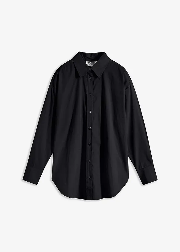 Oversized overhemdblouse met knoopsluiting van katoen, bonprix