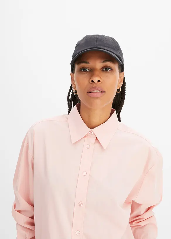 Oversized overhemdblouse met knoopsluiting van katoen, bonprix