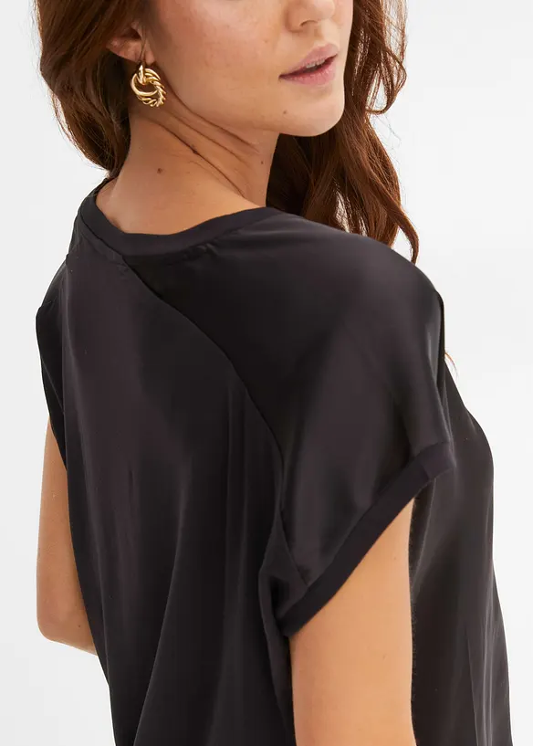 Shirt met satijnen inzet, bonprix