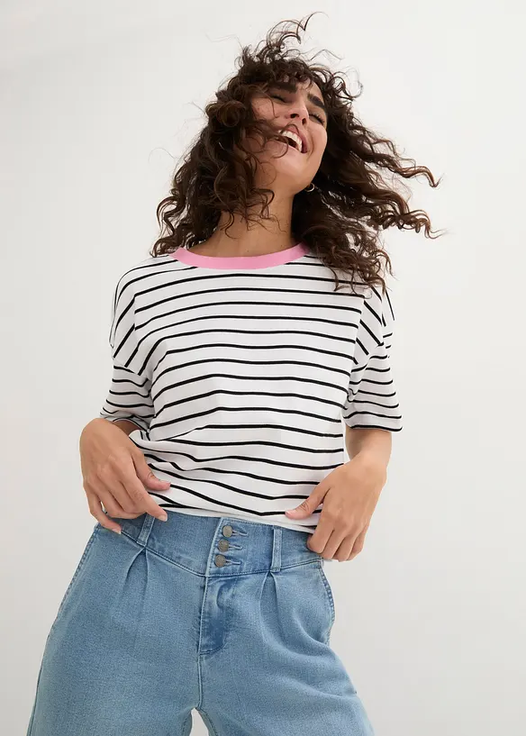 Wide leg jeans met high waist en comfortband, bonprix