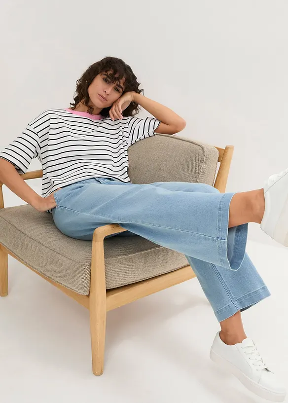 Wide leg jeans met high waist en comfortband, bonprix