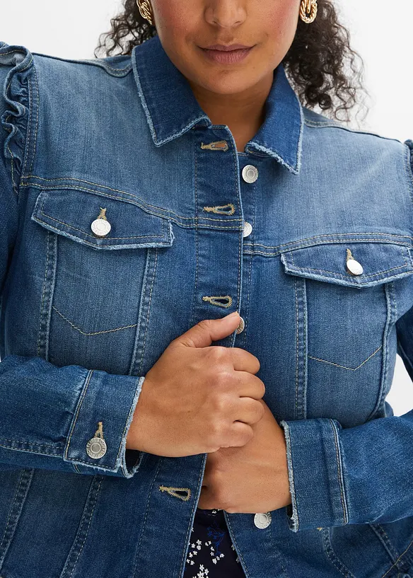 Spijkerjas met volants, bonprix