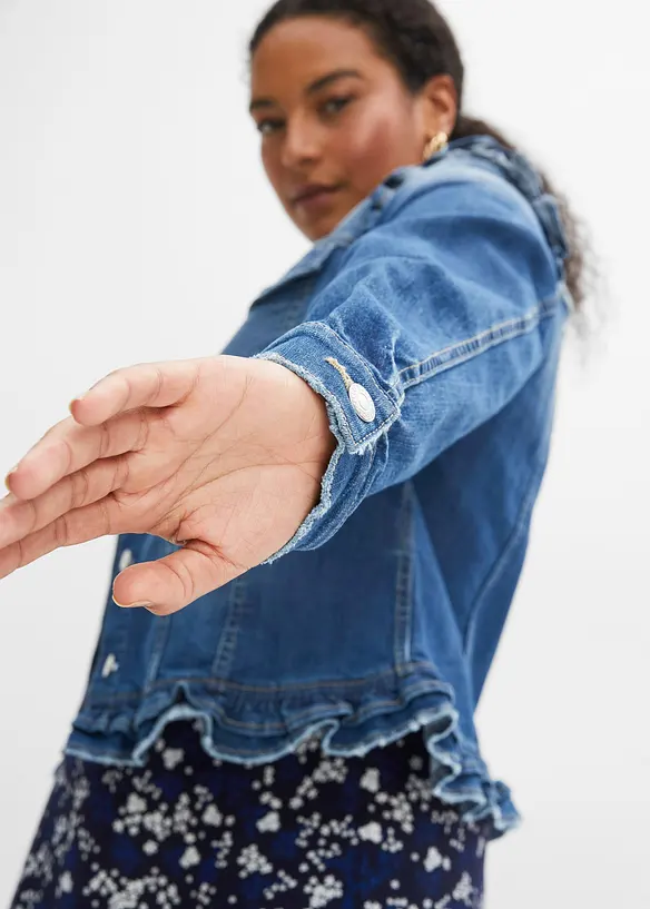 Spijkerjas met volants, bonprix