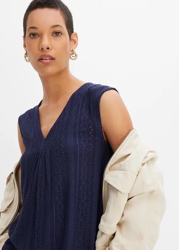 Top met broderie anglaise, bonprix