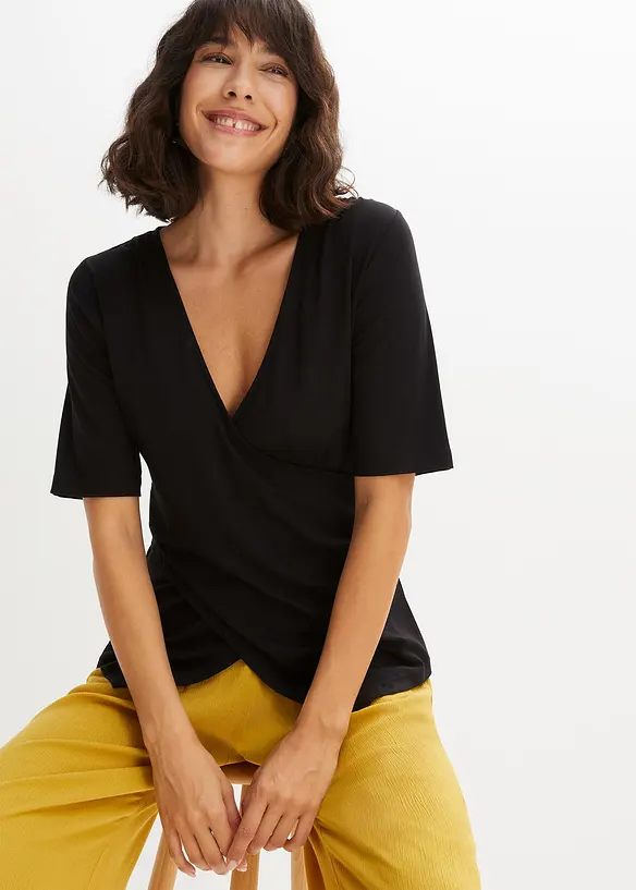 Shirt met viscose in wikkellook, bonprix