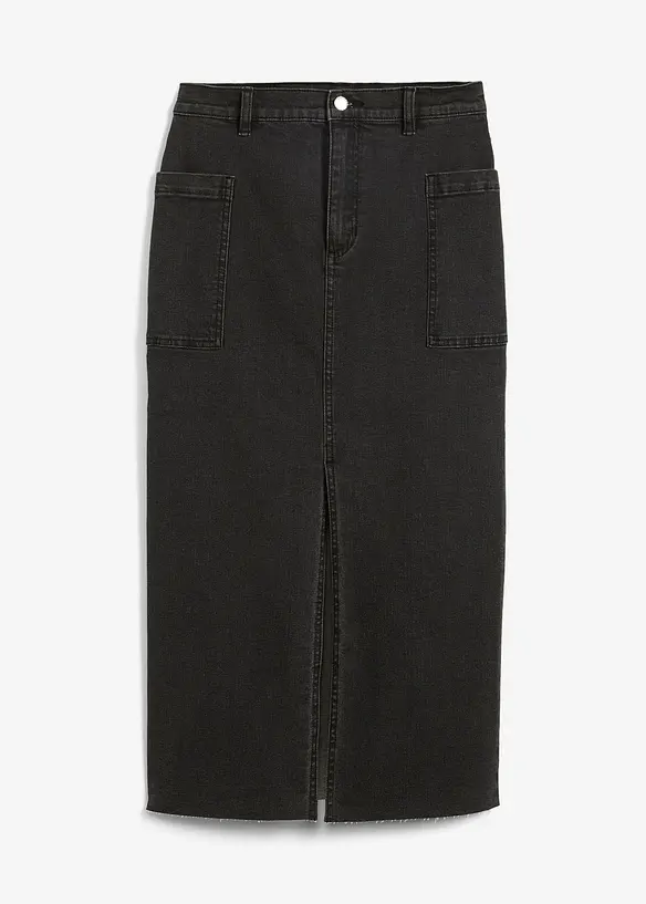 Midi spijkerrok met split, bonprix